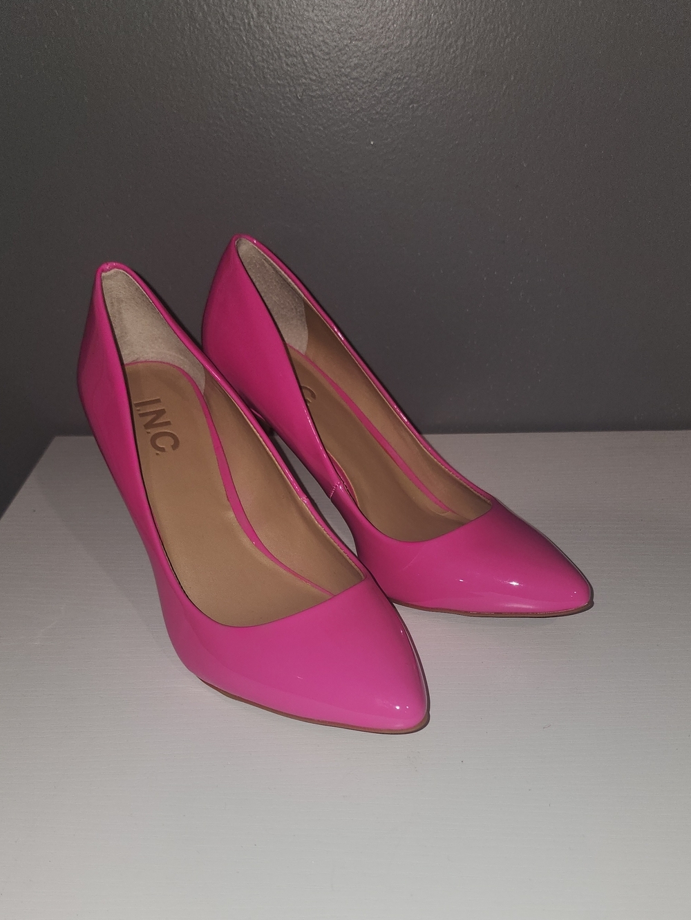 INC International Concepts Bright Pink Patent Pointed-Toe Pumps